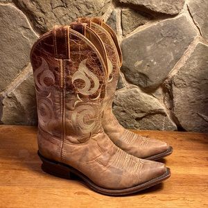 Vintage Justin Boots Bent Rail western cowgirl boots in tan leather BRL103